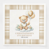 Lieve 4e Verjaardag Teddybeer Gouden Servetten (Voorkant)