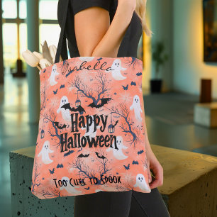 Lieve aanpasbare Halloween Geest met Vleermuizen Tote Bag