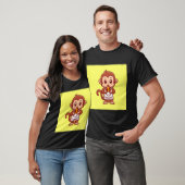 Lieve Aap Chef Eet Pizza Cartoon Vector Icoon T-shirt (Unisex)