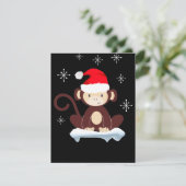 Lieve aap in de sneeuw, prettig kerstfeest kaart (Staand voorkant)