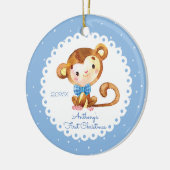 Lieve Aap Jongen Baby's Eerste Kerst Ornament (Links)
