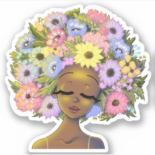 Lieve Afrikaanse Amerikaanse Vrouw Sticker (Voorkant)