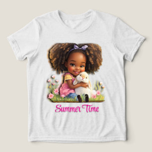 Lieve Afro-Amerikaanse meisje met huisdier konijn Tri-Blend Shirt