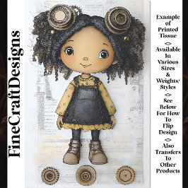 Lieve Afro-Amerikaanse Steampunk Pop AM2 Decoupage Tissuepapier