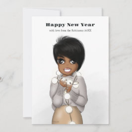 Lieve Afro-Amerikaanse vrouw kerstlichtjes Feestdagenkaart