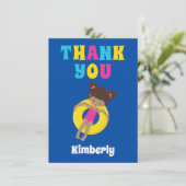 Lieve Afro-Amerikaanse zwemgirl gepersonaliseerd z Bedankkaart (Staand voorkant)