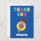 Lieve Afro-Amerikaanse zwemgirl gepersonaliseerd z Bedankkaart (Voorkant)