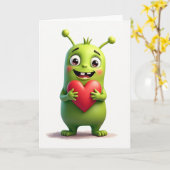Lieve Alien Valentijnskaart Kaart (Gele Bloem)