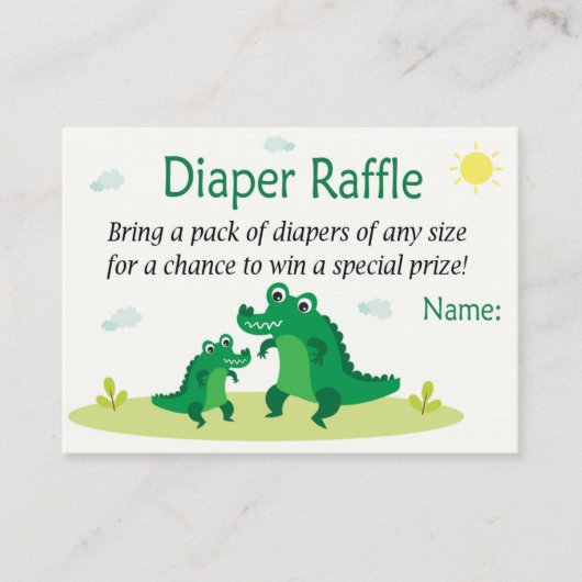 Lieve Alligator Luier Raffle Tickets (Voorkant)