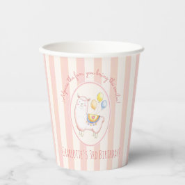 Lieve Alpaca met Ballon Blush Roze Kinderverjaarda Papieren Bekers