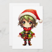 Lieve Anime Elf Feestdagenkaart (Voorkant / Achterkant)