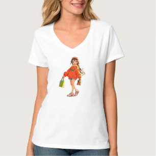 Lieve Anime Meisje Winkelen - Levendige Straatstij T-shirt