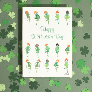 Lieve Aquarel Ierse Dansers St. Patrick's Day Kaart