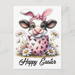 Lieve aquarel Paas koe in ei Briefkaart