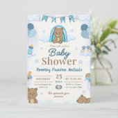 Lieve Aquarel Teddybeer Babyshower Uitnodiging (Staand voorkant)