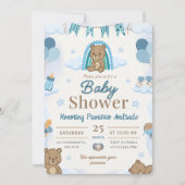 Lieve Aquarel Teddybeer Babyshower Uitnodiging (Voorkant)