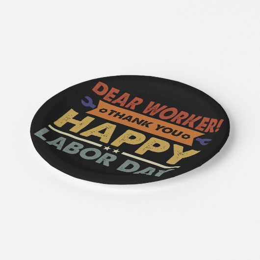 Lieve arbeider dank u gelukkige Dag van de Arbeide Papieren Bordje (Gekanteld)