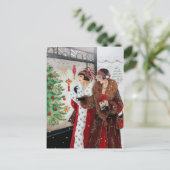 Lieve art deco retro vintage Kerst dames Feestdagenkaart (Staand voorkant)