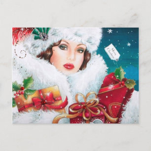 Lieve art deco retro vintage Kerstmis Feestdagenkaart