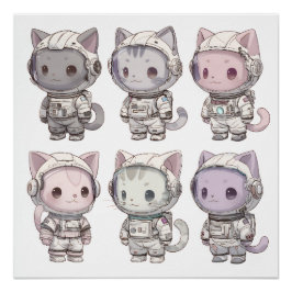 Lieve Astronaut Dierenbemanning – Kawaii Ruimtedie Perfect Poster
