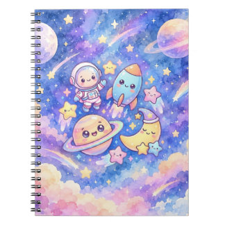 Lieve astronaut en raket spiraalnotitieboek notitieboek