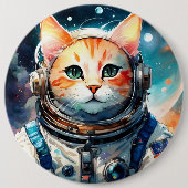 Lieve Astronaut Kat Ronde Button 6,0 Cm (Voorkant)
