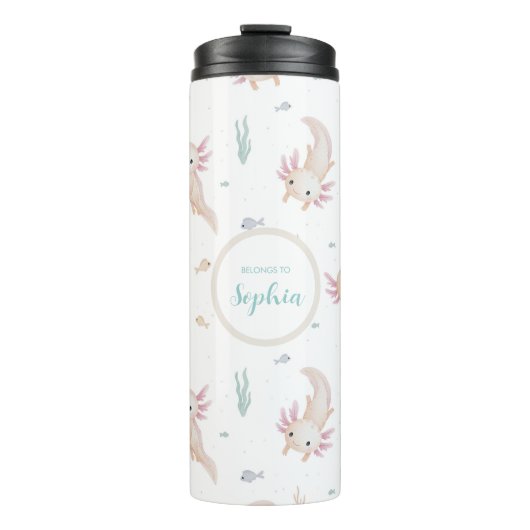 Lieve Axolotl Schoolkinderen Gepersonaliseerd Thermosbeker (Voorkant)