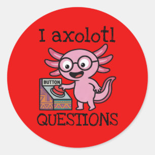 Lieve Axolotl Vragen aztec O nee rode knop Ronde Sticker
