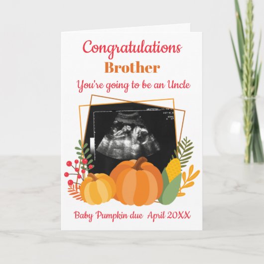 Lieve Baby Aankondiging Scan Pompoen Oom (Voorkant)