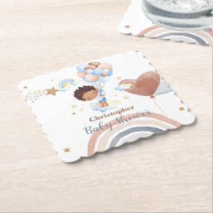 Lieve baby Ballon Afro-Amerikaanse baby shower Kartonnen Onderzetters