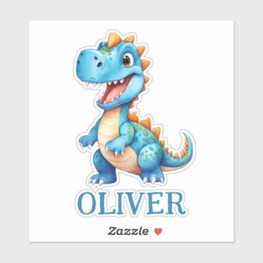 Lieve Baby Blauwe Trex Dinosaurus Persoonlijk Sticker (Vel)