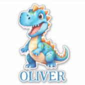 Lieve Baby Blauwe Trex Dinosaurus Persoonlijk Sticker (Voorkant)
