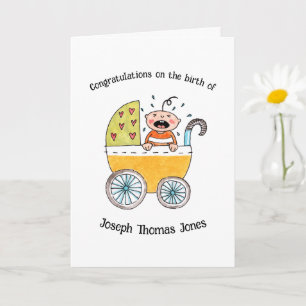Lieve baby in kinderwagen Gefeliciteerd met de geb Kaart