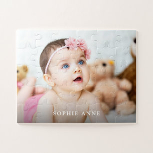 Lieve Baby Meisje Foto Verjaardag Monogram Legpuzzel