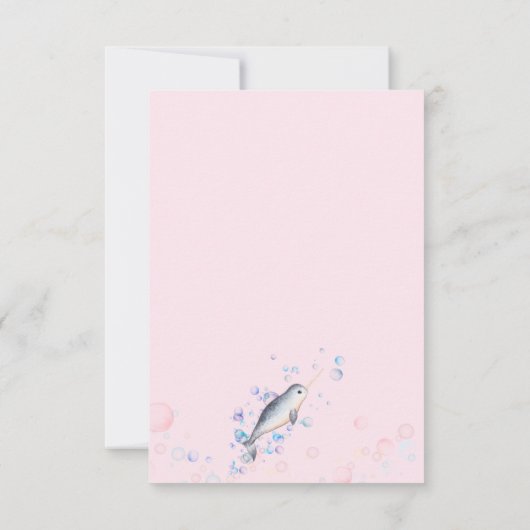 Lieve baby Narwhal en bubbels Bedankkaart (Achterkant)