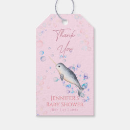 Lieve baby Narwhal en bubbels Cadeaulabel