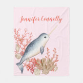 Lieve baby Narwhal en zeeschelpen Fleece Deken (Voorkant)