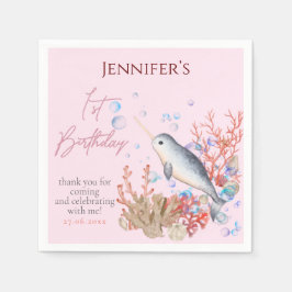 Lieve baby Narwhal-seizoenen van de oceaan, Birthd Servet