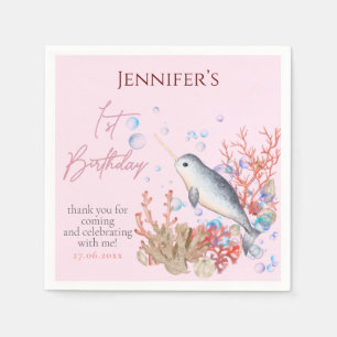 Lieve baby Narwhal-seizoenen van de oceaan, Birthd Servet