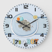 Lieve baby olifant jongens aankondiging grote klok (Voorkant)