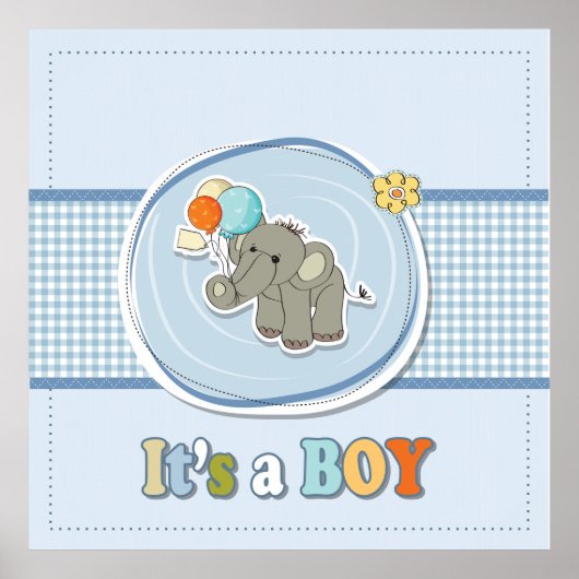Lieve baby olifant jongens aankondiging poster (Voorkant)
