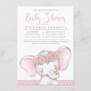 Lieve Baby Olifant Meisje Baby Shower Kaart