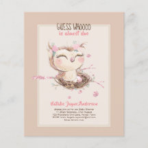 Lieve baby OWL shower uitnodiging voor meisjes of 