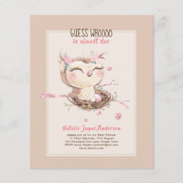 Lieve baby OWL shower uitnodiging voor meisjes of  Flyer