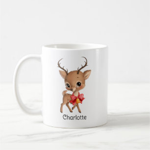 Lieve baby rendier gepersonaliseerde kerst kindere koffiemok