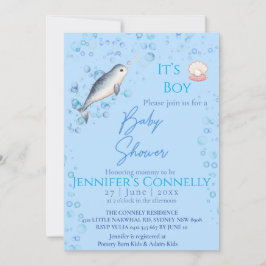 Lieve Baby shower van de baby Narwhal borrelt Kaart