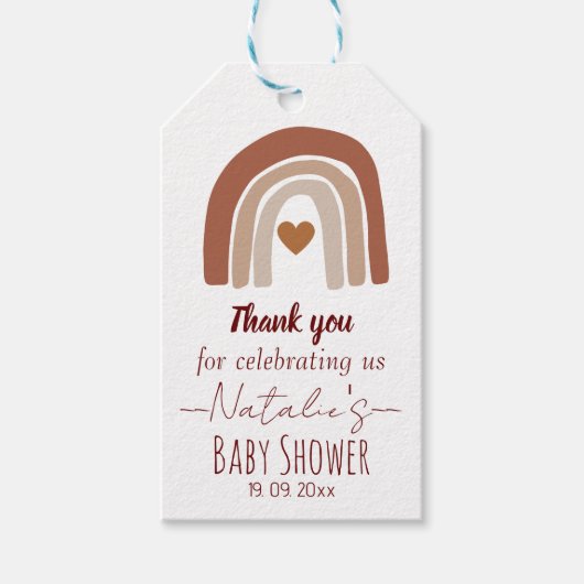 Lieve baby shower van de regenboog bedankt pastel cadeaulabel (Voorkant)