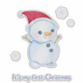 Lieve Baby Sneeuwman Eerste Kerstmis Sticker (Voorkant)