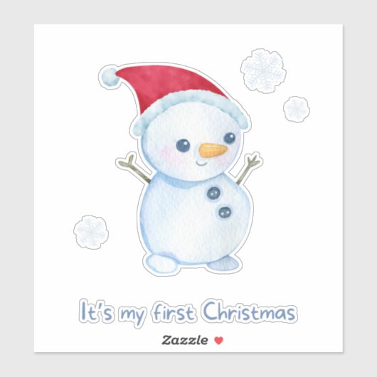 Lieve Baby Sneeuwman Eerste Kerstmis Sticker (Vel)