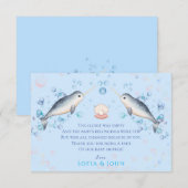 Lieve baby van de oceaan, Narwhal en bubbels Bedankkaart (Voorkant / Achterkant)